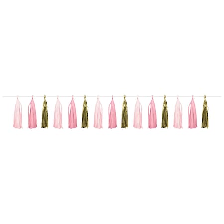 Creative Converting Pink and Gold Celebration Tassel Garland, 96"x8", 6PK 346389